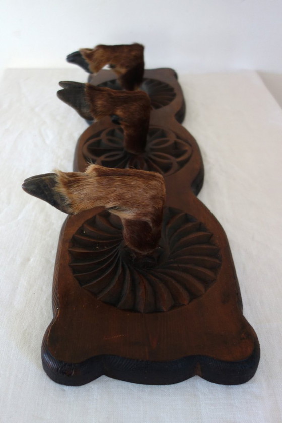 Image 1 of Vintage wall-mounted coat rack with deer hooves, Hautes-Alpes