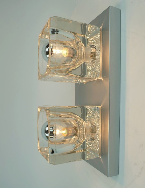 Image 1 of no. 1 of 2: vintage mid century peill & putzler SCONCE with 2 glass cubes 1960s/70s wall light