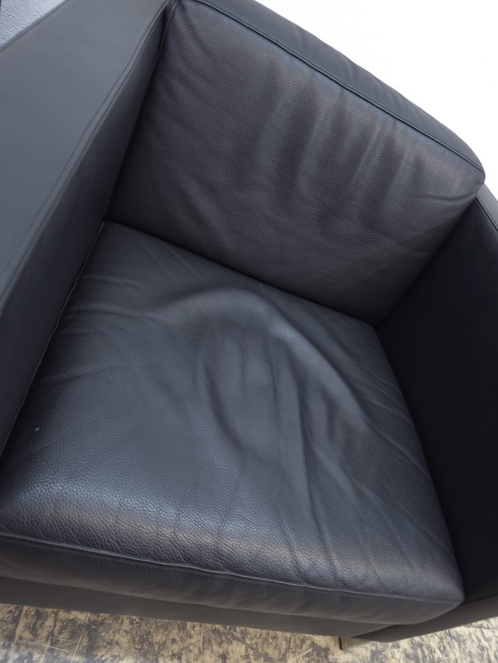 Image 1 of Walter Knoll Foster 500 fauteuilset van 8, zwarte designfauteuils, leren stoelen