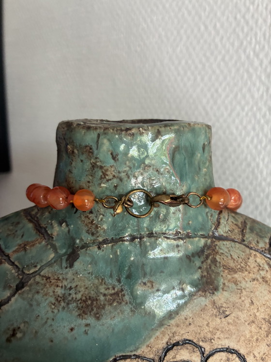 Image 1 of Nieuwe ketting van oranje vintage kralen en gouden visje