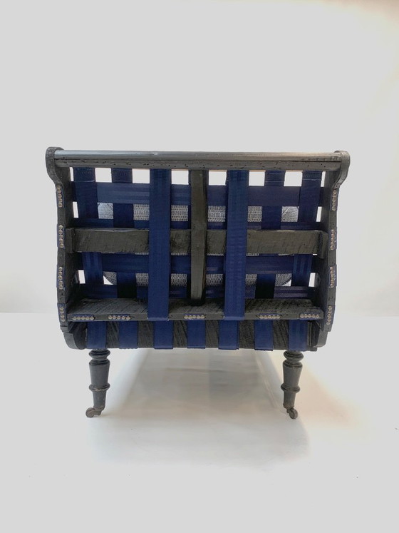 Image 1 of Chaise longue antica, circa 1870 – completamente restaurata con visibile maestria artigianale tradizionale.