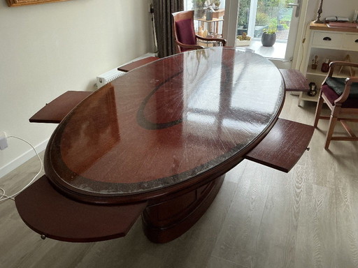 Dining table/meeting table Mahogany Inlay from Indonesia