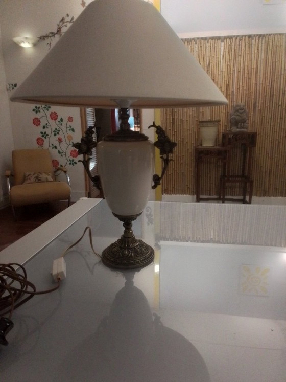 Lampada da Tavolo Classica con Scena Pastorale, Lampade da tavolo, Bronzo, Tessile, Beige, Klassiek (foto 4 di 5)