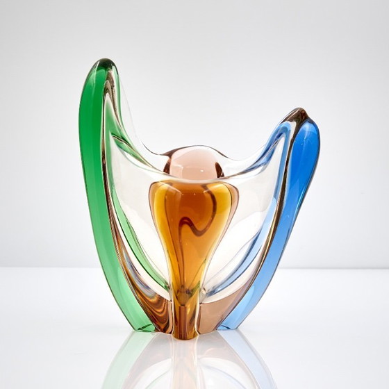 Image 1 of Vintage veelkleurige glazen vaas van František Zemek uit de Rhapsody-collectie