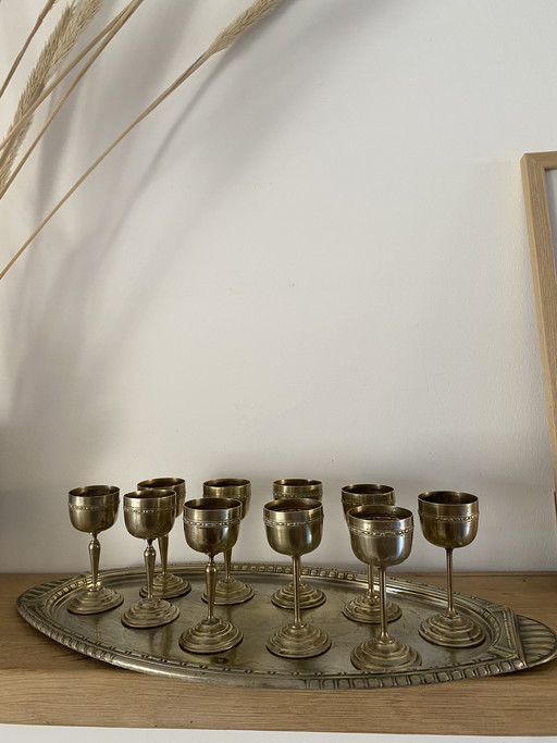 Bicchieri da vodka in acciaio antico