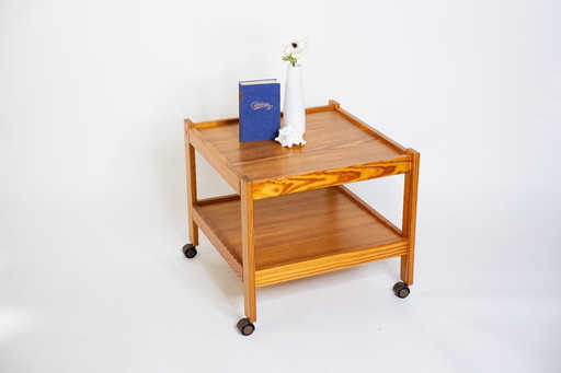 Vintage teak tea trolley with two levels and castors