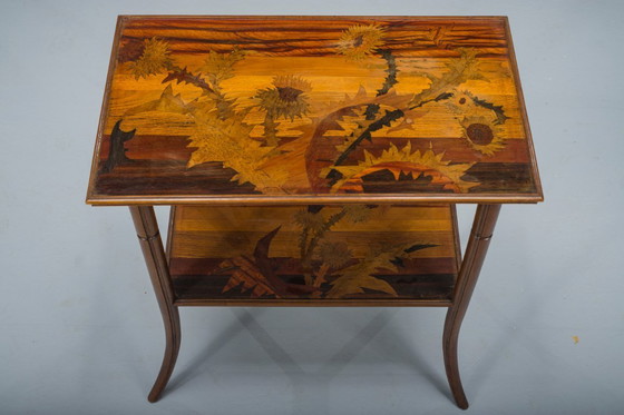 Image 1 of Mesa de marquetería Art Nouveau francesa de Emile Galle, 1900