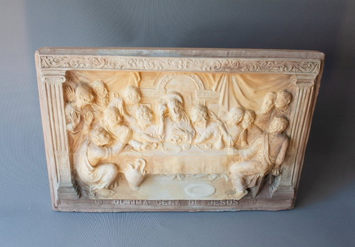 Bajorrelieve última cena de Jesús. Jesús última cena. Relieve última cena. Cuadro última cena.  Última cena bajorrelieve.