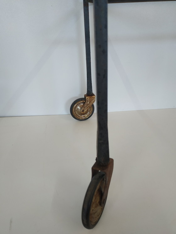 Image 1 of Carrello da giardino in metallo Brocante Carrello da portata Tavolo da giardino Piatti in vetro