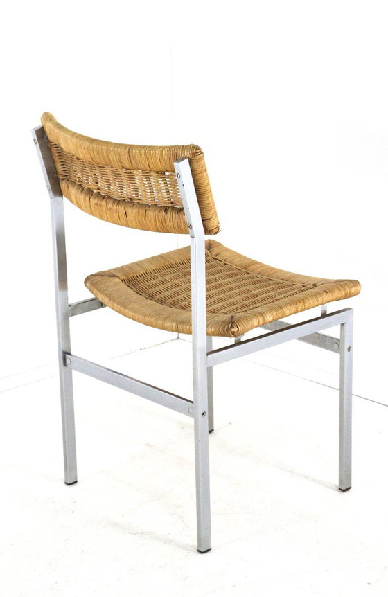 Set van 4 stoelen eetkamerstoelen metaal riet vintage – Chrome (photo 11 of 16)
