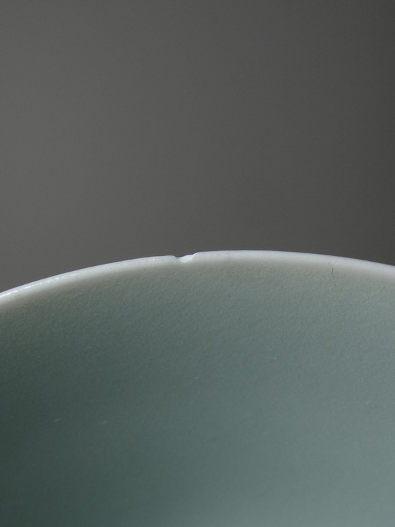 Image 1 of 4 Vintage celadon porcelain Chinese rice bowls from the 1970s-80s with koi carp reliefs