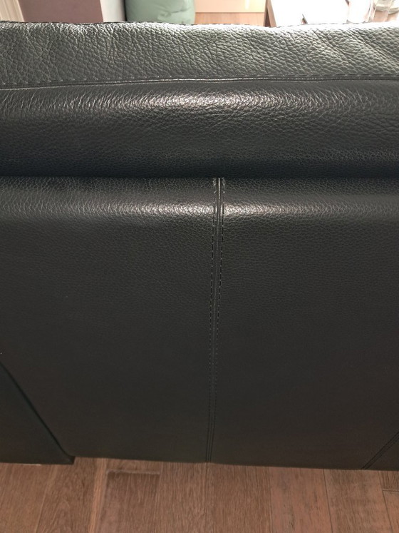 Image 1 of Beautiful black leather 4-seater sofa