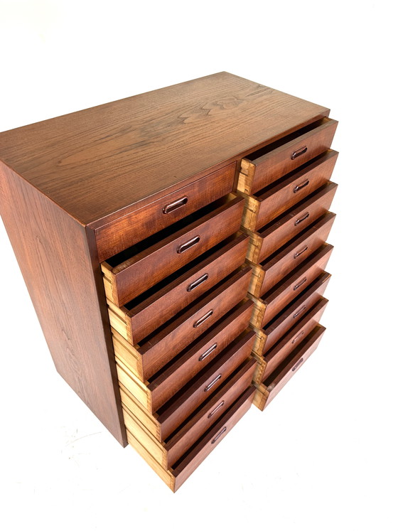 Image 1 of Vintage XXL double-tiered Danish teak chest of drawers '60