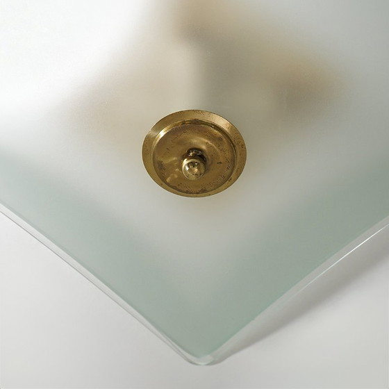 Image 1 of Lampada da soffitto in vetro satinato e ottone, anni '70