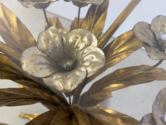 Vintage Gilt Metal Flower Side Table, 1960s – Glass (photo 2 of 10)