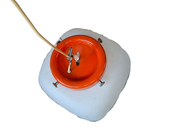 Image 1 of Vintage Space Age Pendant Lamp from the 1970s – Opal Glass and Pop Orange