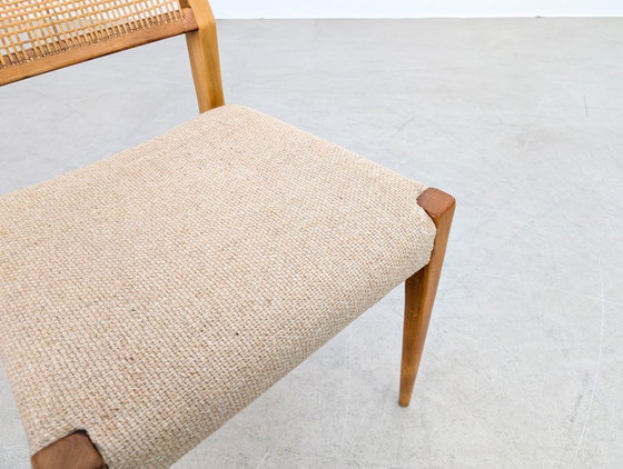 Image 1 of Set di 4 sedie in stile metà secolo, con intreccio in rattan di betulla e design vintage.