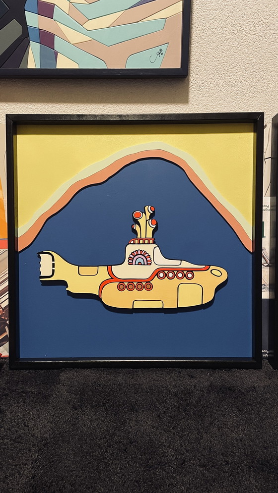 Image 1 of 3D wooden dyptich ‘The Beatles - Yellow Submarine’