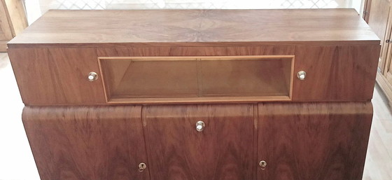 Image 1 of Walnut mini bar from the 1930s, width 149 cm