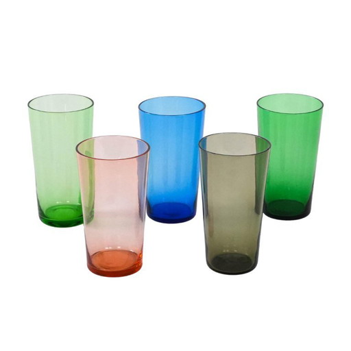 Set of coloured glasses, Finnish design, 1950s, designer: Tapio Wirkkala, manufacturer: Iittala