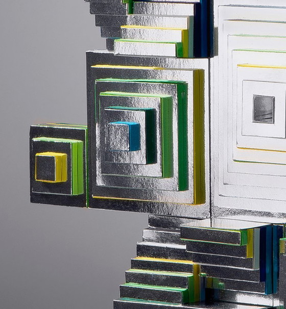 Image 1 of Papiercollage auf Schaumstoffplatte / Mayablau 2025