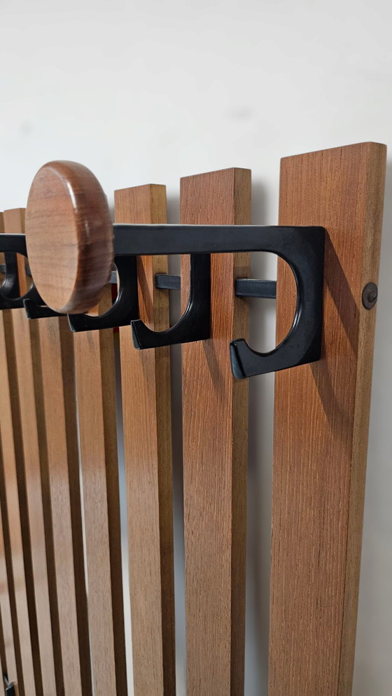 Image 1 of Mid - Century teak wall coat rack Coat rack Danish Design 60s