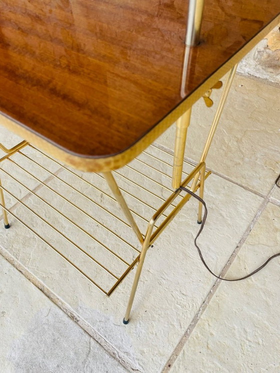 Mid-Century, Swivel,  Floor Lamp with Integrated Side Table, 1960s – Floor lights, Brass (photo 4 of 34)