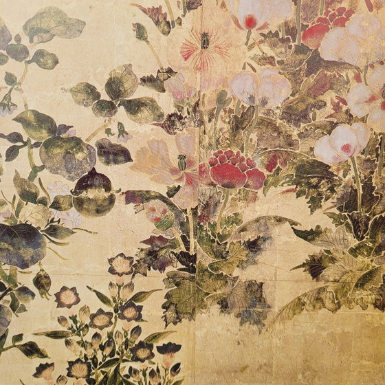 Image 1 of Afdruk op papier, fragment van “Zomer- en herfstbloemen”, Tawaraya Sōtatsu, Rimpa-school, jaren 90 - Japan