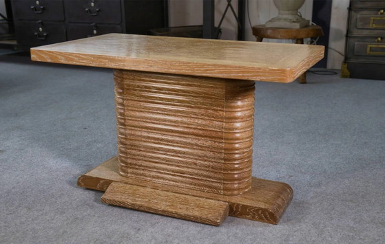 Oak side table attributed to Gaston Poisson, 1960s. – Wood, Art Deco (photo 3 of 3)