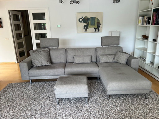 Hülsta hs.450 designer sofa with chaise longue and hocker
