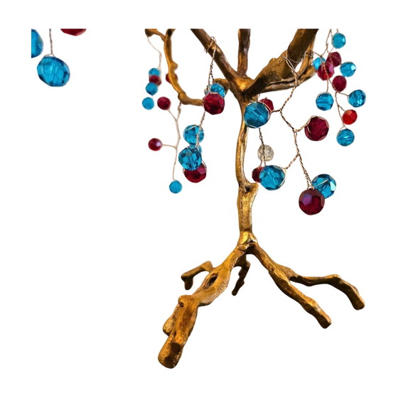 Image 1 of Scultura di albero in ottone fatta a mano – Design ornato a 5 gambe | Decorazione egiziana vintage – 32 cm