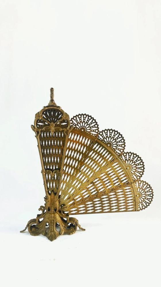 Paravent de cheminée vintage en laiton français en forme de paon, début à milieu du XXe siècle – Objets déco (photo 5 of 11)