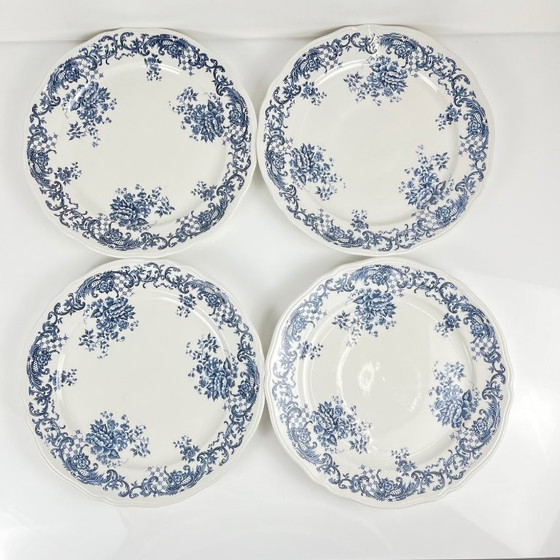 Image 1 of Set of 4 Villeroy & Boch "Valeria" dinner plates, blue