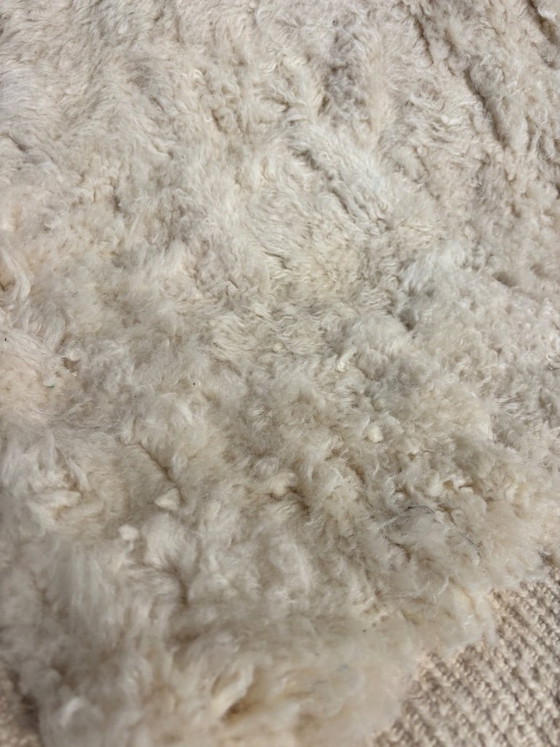 Image 1 of  Moroccan Rug Beni Ouarain Rug Made to Order Handmade Wool Rug Ivory White Shaggy Berber Rug Minimalist Boho Living Room Rug