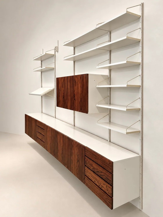 Meuble mural modulaire en palissandre, années 1960, Étagères murales, Bois, Blanc, Mid Century Modern (photo 3 sur 10)