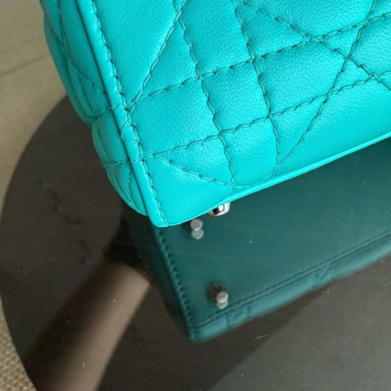 Image 1 of DIOR LADY MINI - CANNAGE LAMMLEDER CYANBLAU SILBERNE BESCHLÄGE VERSTELLBARER RIEMEN