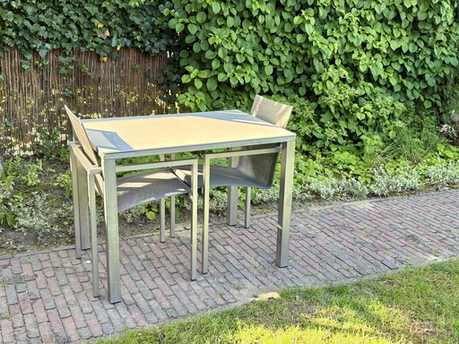 Tribù Natal Alu Chairs and Table with Ceramic Top