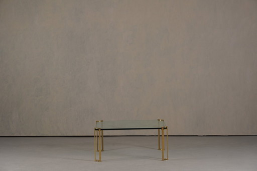 Vintage bronzen en glazen grote salontafel van Peter Ghyczy, Duitsland, jaren 70.