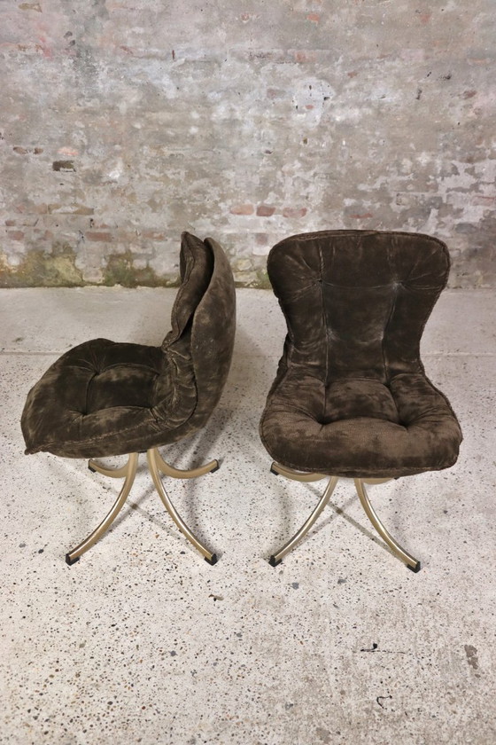 Image 1 of 2 fluwelen draaistoelen van Gastone Rinaldi voor Rima