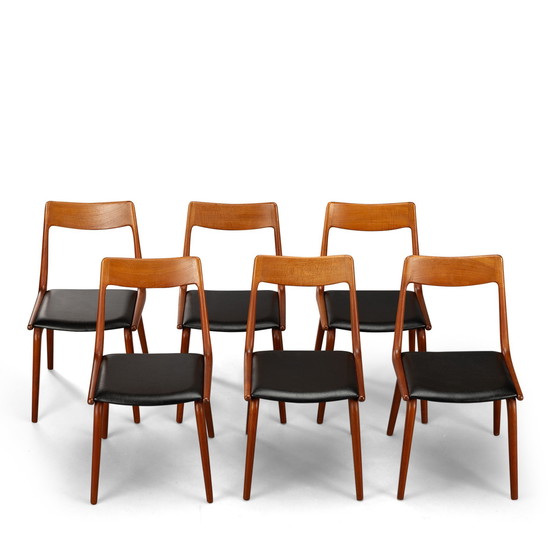 Image 1 of Design danois Chaises Boomerang Modèle 370 par Erik Christensen pour Slagelse Mobelvaerk, Lot de 6
