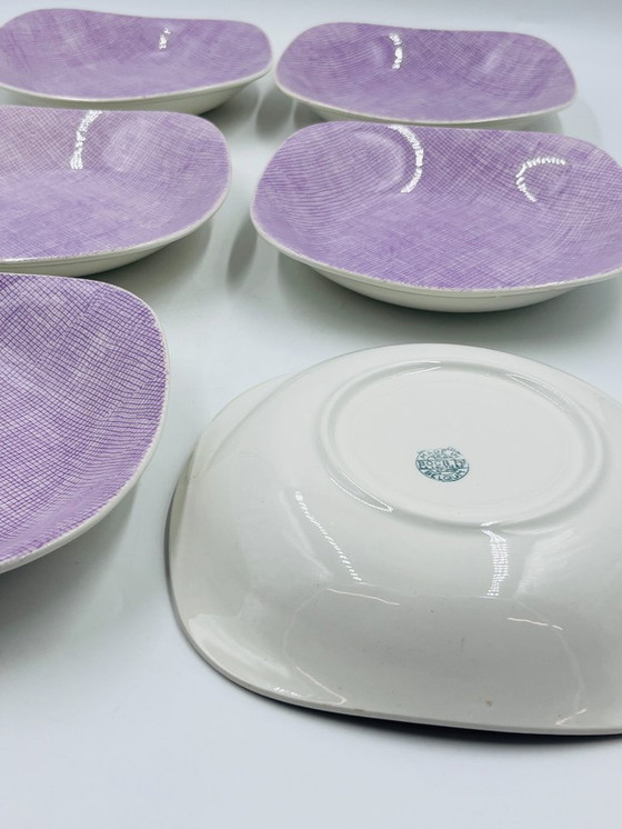 Image 1 of Set di 6 piatti fondi Boch La Louvière – Motivo Seduction 1962 – Vintage belga