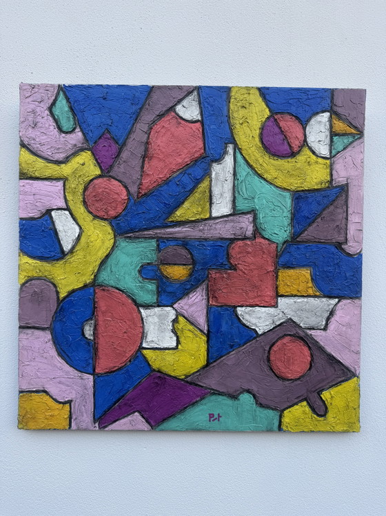 Colorful Geometric Abstract Painting – Paintings & Drawings, Canvas (photo 12 of 13)