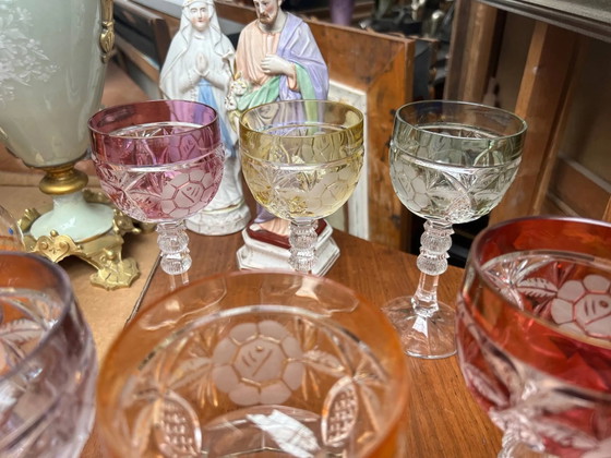 Set van 6 wijnglazen. Massief gekleurd kristal. – Glazen & Karaffen, Crystal, Glass (photo 6 of 8)