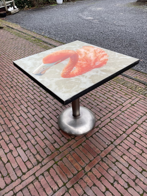 Tableau époxy unique imprimé flamant rose. 