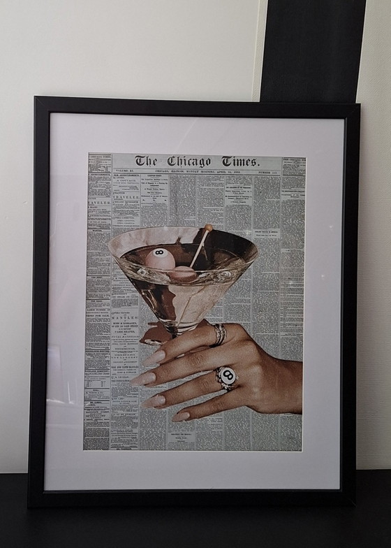 Vintage Ingelijste Print Cocktail Lucky 8. – Giclée Prints, Paper, Plastic (photo 2 of 5)