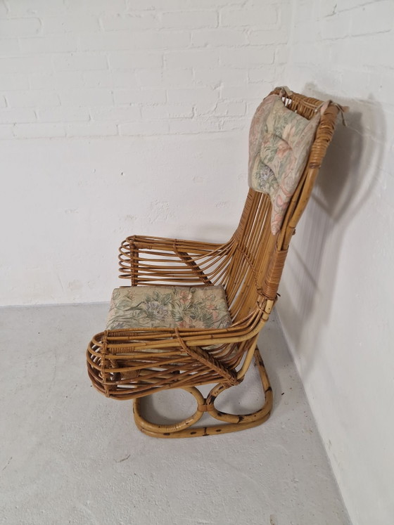 Tito Agnoli Italy, Rattan Chair from the 1960s, Armchairs, Textile, Brown (photo 3 of 7)