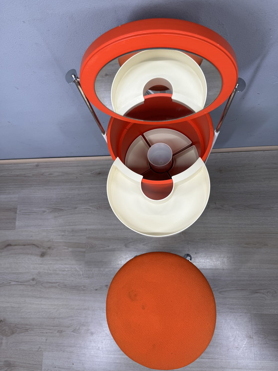 Image 1 of Tocador retro de la era espacial con taburete – Diseño Bremshey – Años 70