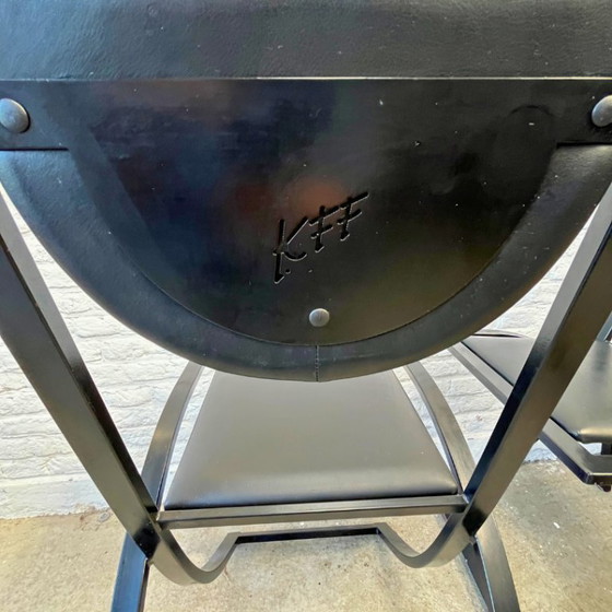 Image 1 of 4x KFF chaise design, acier noir - minimaliste / Memphis