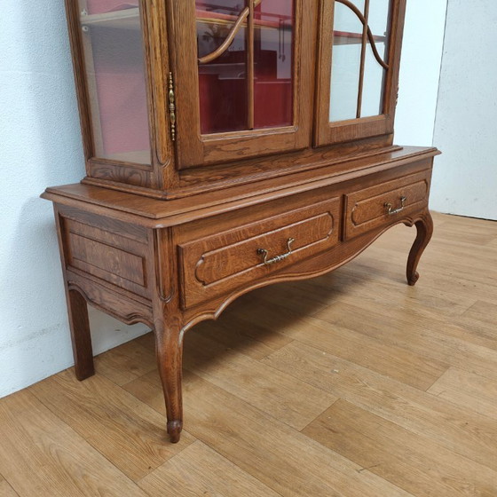 Image 1 of Vintage Queen Ann kast vitrinekast buffetkast servieskast