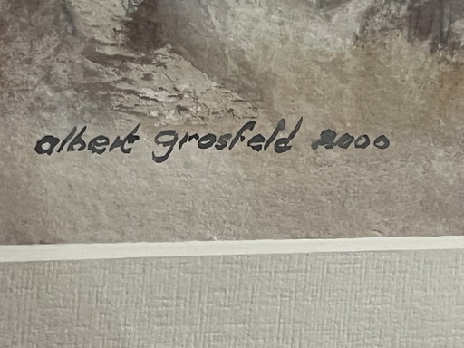 «Original Watercolor Albert Grosfeld (2000) – In Het Leudal – Signed – Framed» – schilderijen tekeningen (photo 2 of 9)